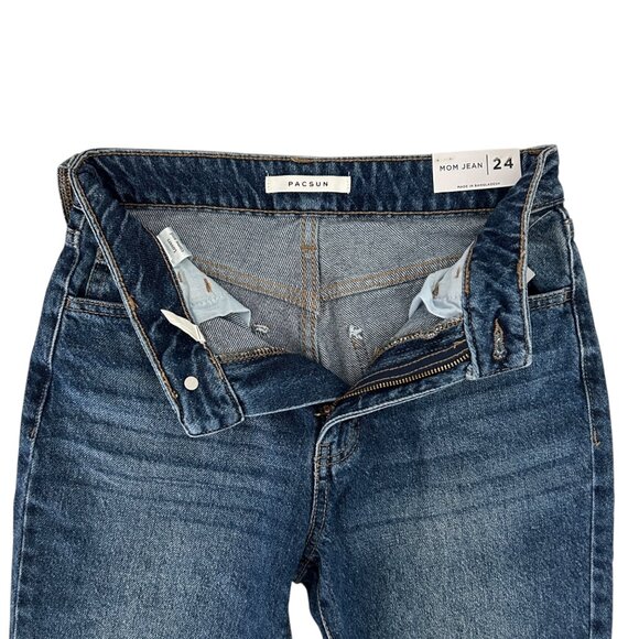 PacSun Mom Jean Evan Blue High-Rise Denim Jeans NWT (24) - Picture 6 of 13